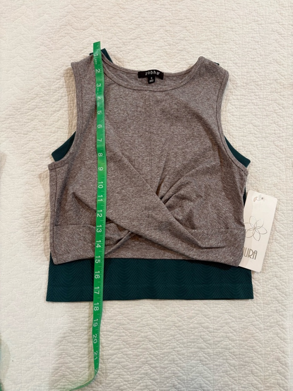 Aura Teal Ribbed Tank + Zobha Gray Crop Top + Sage Athletic Shorts by Old Navy - Picture 8 of 8